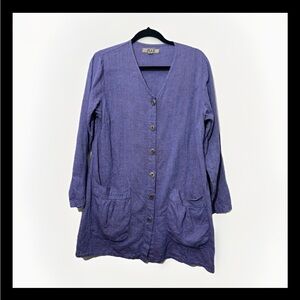 FLAX 100% linen purple tunic pockets lagenlook oversized natural fibers
